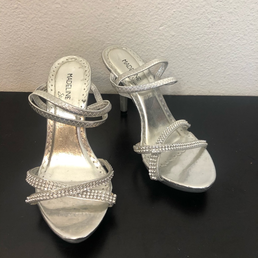 Madeline Stuart Silver Rhinestone High Heels